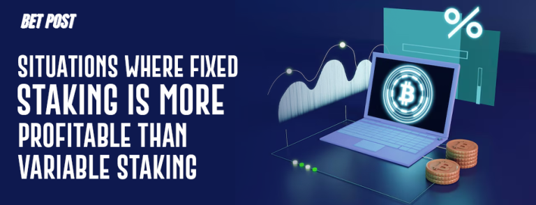 Digital concept showing when fixed staking outperforms variable staking with visual graphs.